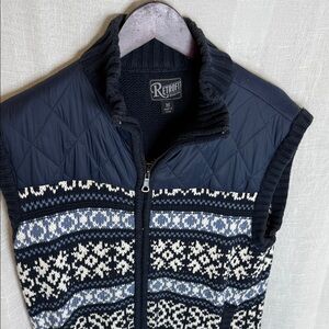 Retrofit Navy and Cream Patterned Vest